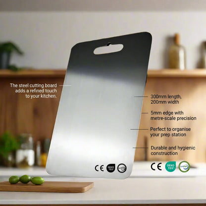 Titanium Cutting Board – medical-grade, non-porous, lightweight