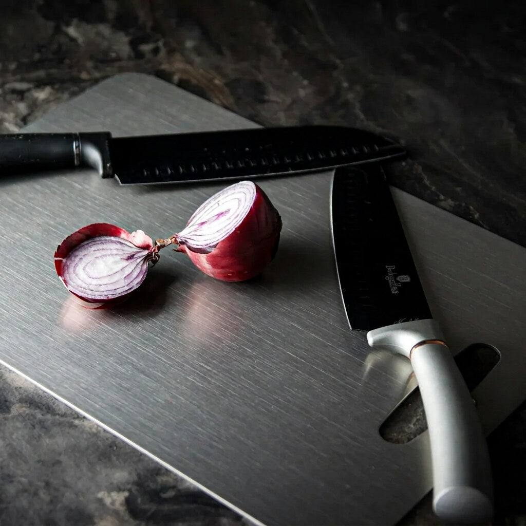 Titanium Cutting Board – medical-grade, non-porous, lightweight