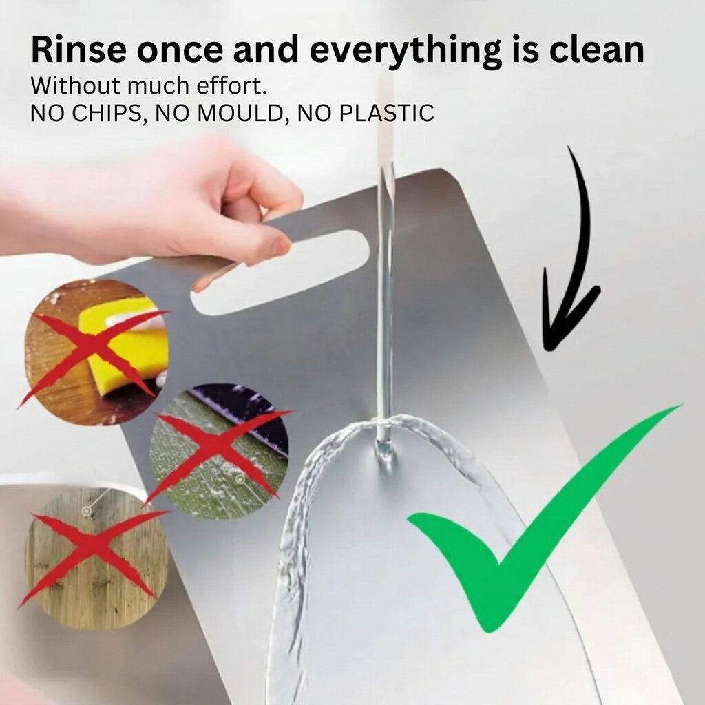 Titanium Cutting Board – medical-grade, non-porous, lightweight