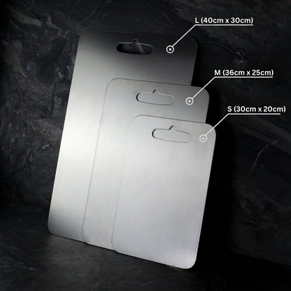 Titanium Cutting Board – medical-grade, non-porous, lightweight