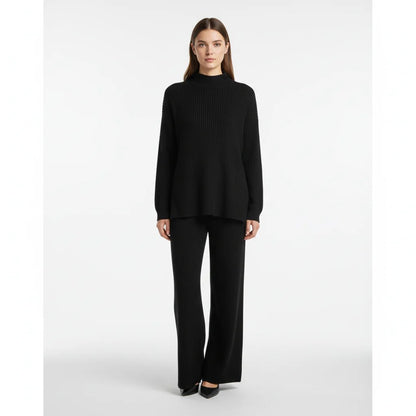 Women's Turtleneck Loungewear Set – knit jumper, wide-leg trousers