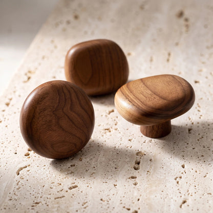 Wooden Wall Hooks Set – organic rounded shapes, four pieces