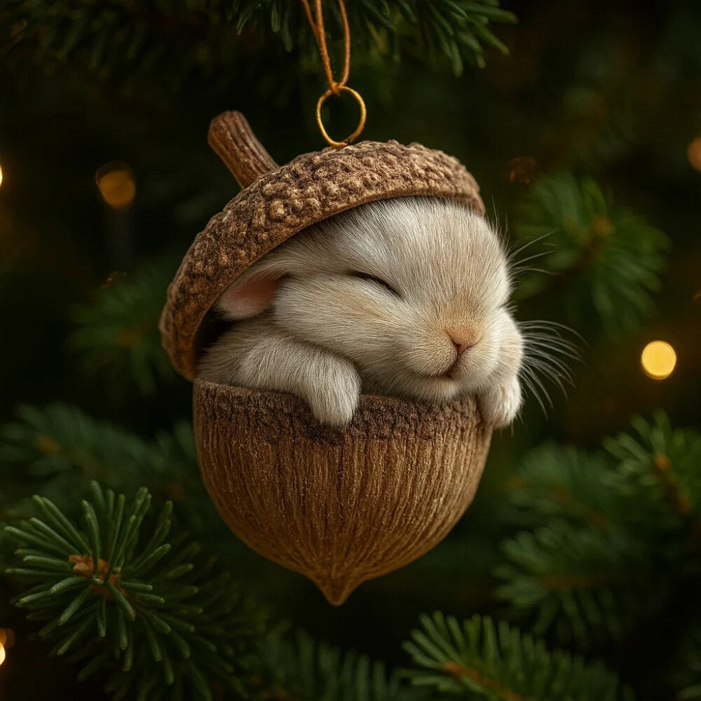 Woodland Animal Ornaments – acorn design, hand-painted details