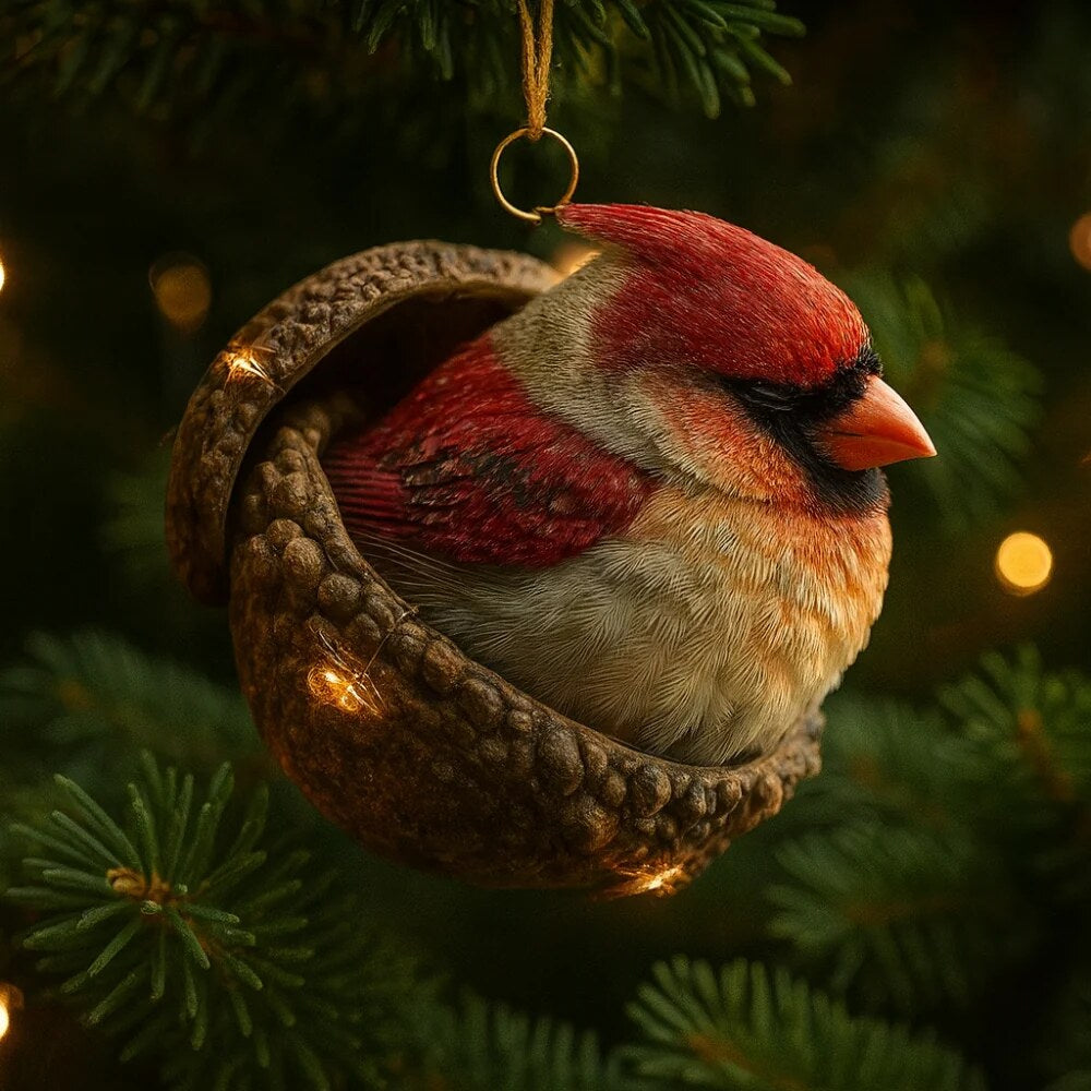 Woodland Animal Ornaments – acorn design, hand-painted details