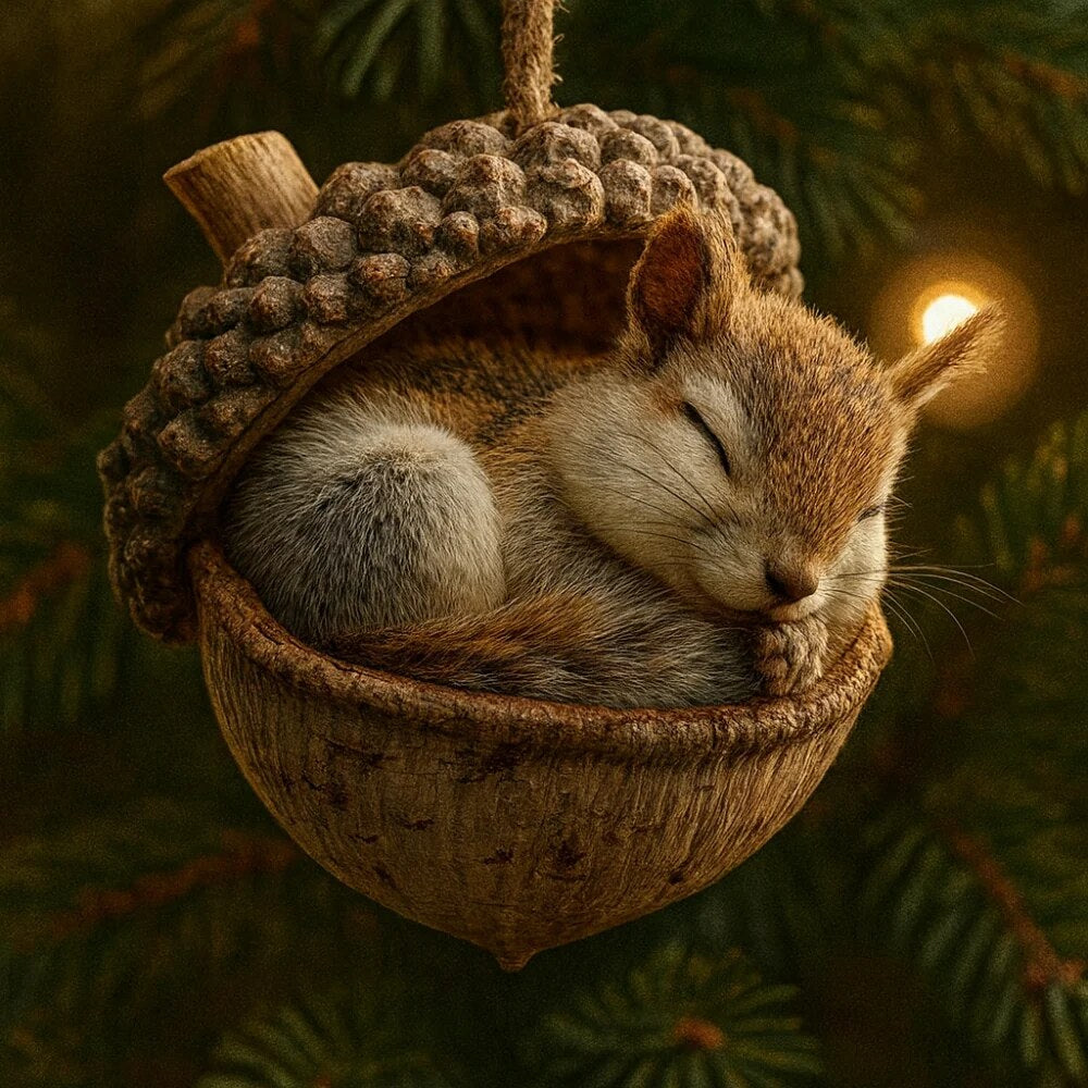 Woodland Animal Ornaments – acorn design, hand-painted details