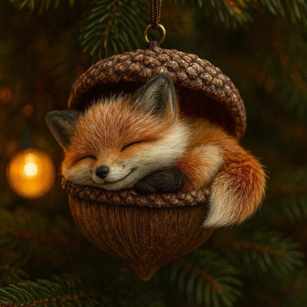 Woodland Animal Ornaments – acorn design, hand-painted details